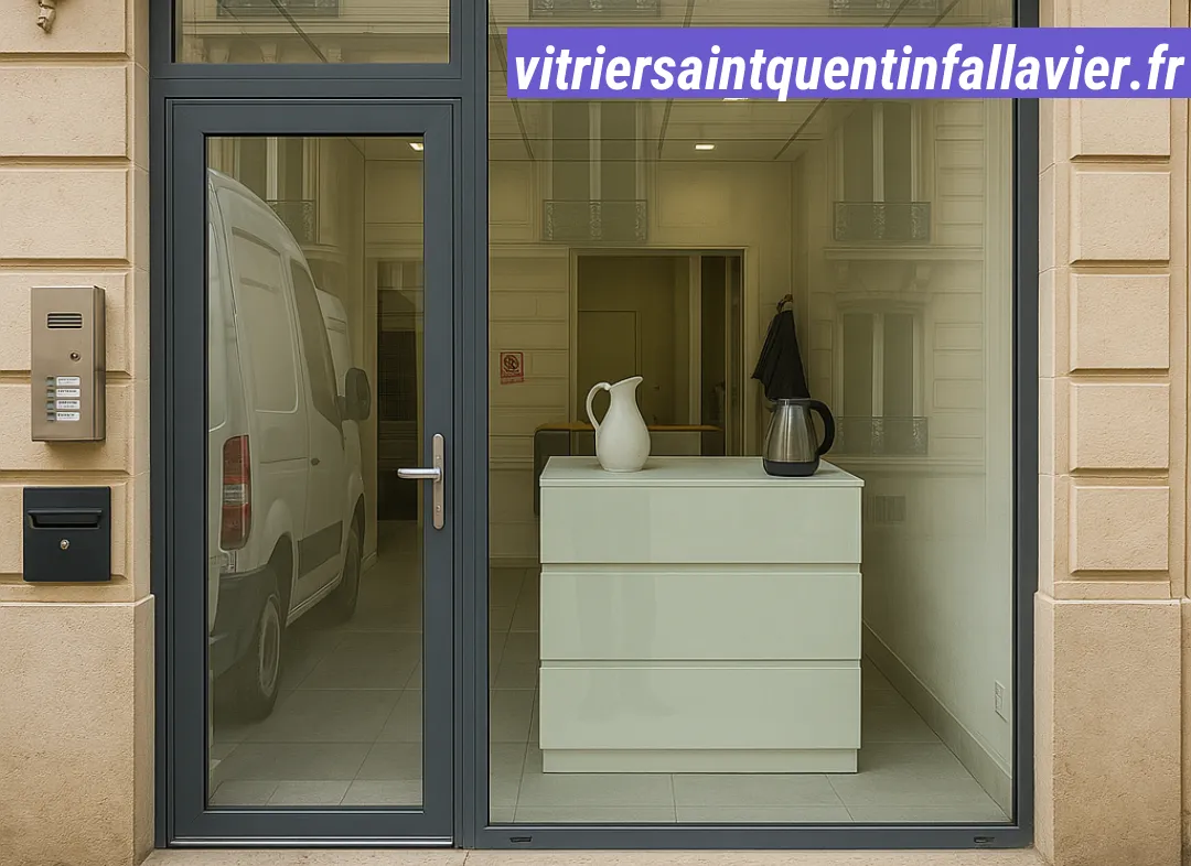 Façade vitrine de magasin en aluminium sur mesure à Saint-Quentin-Fallavier
